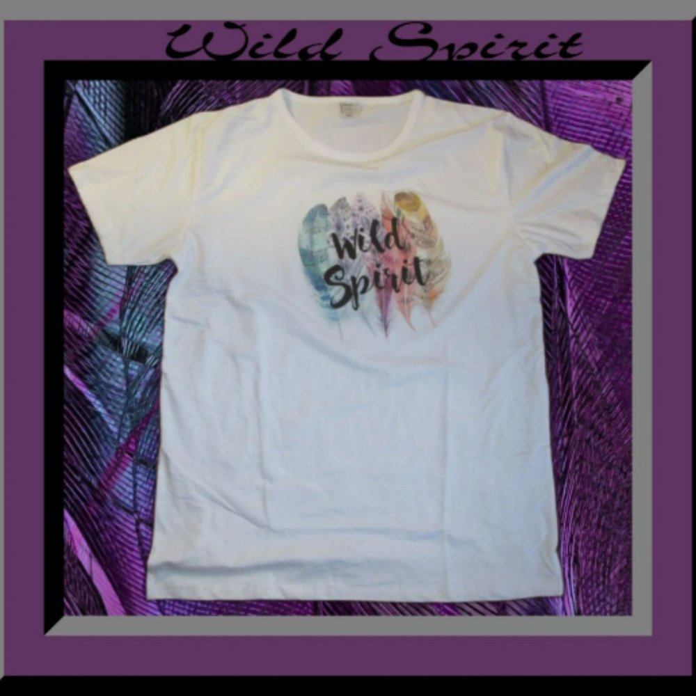 Wild Spirit T-Shirt With Feather Designs Size 2XL For Teens Or Women